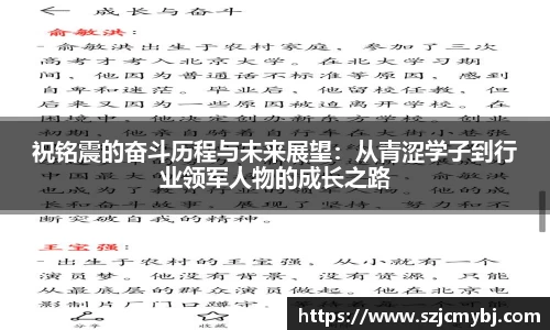 祝铭震的奋斗历程与未来展望：从青涩学子到行业领军人物的成长之路